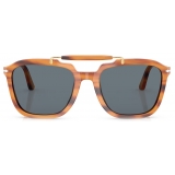 Persol - PO0203S - Senna Series - Striped Brown / Blue - Sunglasses - Persol Eyewear