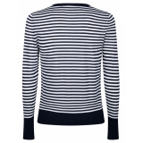 Dolce & Gabbana - Maglione con Scollo a Barca Blu e Bianco - Dolce & Gabbana Exclusive Luxury Collection