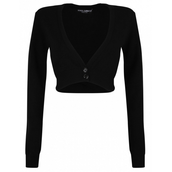 Dolce & Gabbana - Black V-Neck Cardigan - Dolce & Gabbana Exclusive Luxury Collection