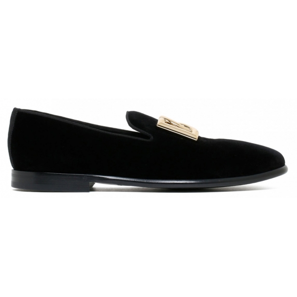 Dolce & Gabbana - Black Velvet Slippers - Dolce & Gabbana Exclusive Luxury Collection