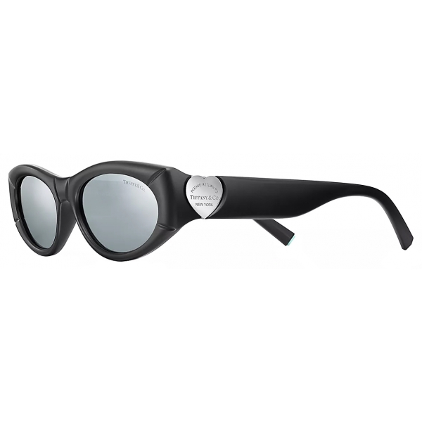 Tiffany & Co. - Occhiale da Sole Oval - Nero Specchio Grigio - Collezione Tiffany T - Tiffany & Co. Eyewear