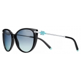 Tiffany & Co. - Occhiale da Sole Cat Eye - Nero Argento Tiffany Blue® - Collezione Tiffany T - Tiffany & Co. Eyewear