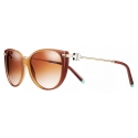 Tiffany & Co. - Occhiale da Sole Cat Eye - Cammello Oro Marrone - Collezione Tiffany T - Tiffany & Co. Eyewear