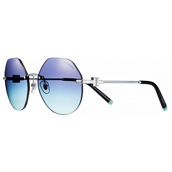 Tiffany & Co. - Occhiale da Sole Hexagonale - Argento Tiffany Blue® - Collezione Tiffany T - Tiffany & Co. Eyewear