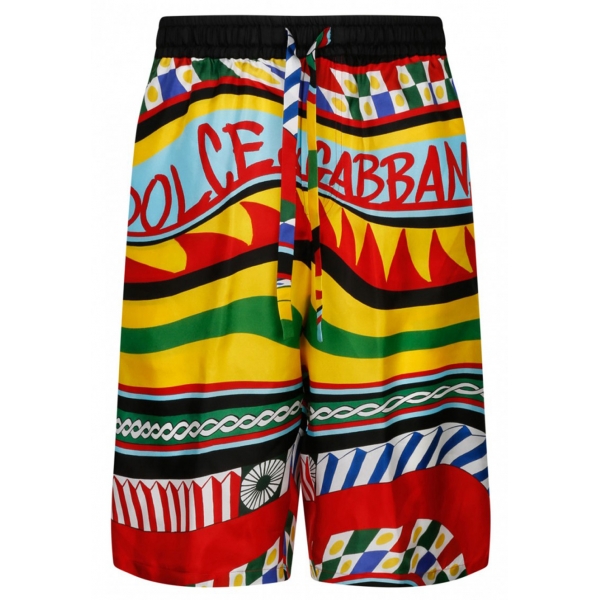 Dolce & Gabbana - Multicolour Silk Carreto Print Bermuda Shorts - Dolce & Gabbana Exclusive Luxury Collection