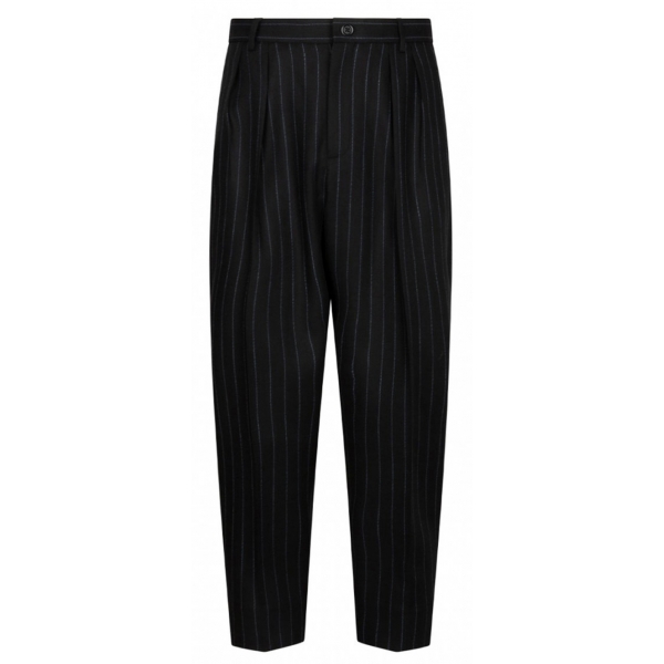 Dolce & Gabbana - Pantaloni Neri a Righe Sottili - Dolce & Gabbana Exclusive Luxury Collection