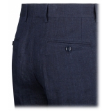 Dolce & Gabbana - Pantaloni Larghi in Lino Blu - Dolce & Gabbana Exclusive Luxury Collection