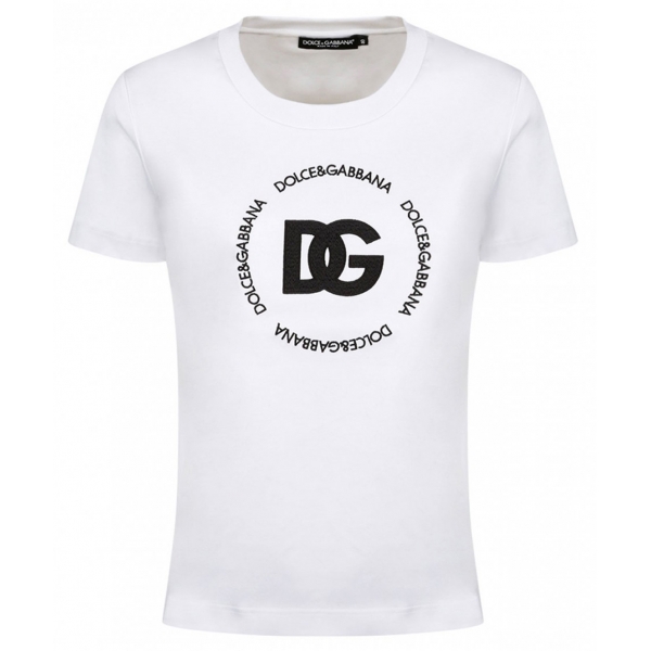 Dolce & Gabbana - T-Shirt in Cotone Bianco con Logo DG - Dolce & Gabbana Exclusive Luxury Collection