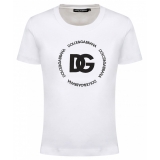 Dolce & Gabbana - T-Shirt in Cotone Bianco con Logo DG - Dolce & Gabbana Exclusive Luxury Collection