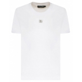 Dolce & Gabbana - T-Shirt in Cotone Bianco con Cristalli - Dolce & Gabbana Exclusive Luxury Collection