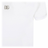 Dolce & Gabbana - T-Shirt in Cotone Bianco con Cristalli - Dolce & Gabbana Exclusive Luxury Collection