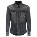 Dolce & Gabbana - Camicia Uomo Denim Scolorito Grigio - Dolce & Gabbana Exclusive Luxury Collection