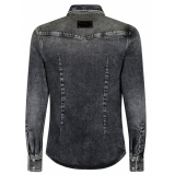 Dolce & Gabbana - Camicia Uomo Denim Scolorito Grigio - Dolce & Gabbana Exclusive Luxury Collection