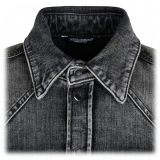 Dolce & Gabbana - Camicia Uomo Denim Scolorito Grigio - Dolce & Gabbana Exclusive Luxury Collection