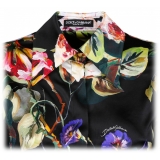 Dolce & Gabbana - Camicia in Raso con Stampa Roseto - Dolce & Gabbana Exclusive Luxury Collection