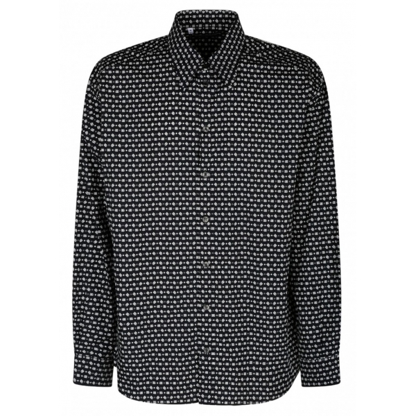 Dolce & Gabbana - Camicia con Stampa Geometrica in Bianco e Nero - Dolce & Gabbana Exclusive Luxury Collection