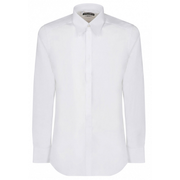 Dolce & Gabbana - Camicia in Poplin Bianco - Dolce & Gabbana Exclusive Luxury Collection