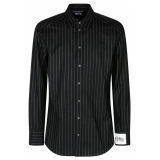 Dolce & Gabbana - Black Virgin Wool Striped Shirt - Dolce & Gabbana Exclusive Luxury Collection