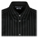 Dolce & Gabbana - Black Virgin Wool Striped Shirt - Dolce & Gabbana Exclusive Luxury Collection