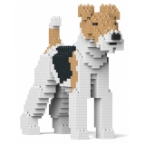 Jekca - Wire Haired Fox Terrier 01 - Big - Lego - Scultura - Costruzione - 4D - Animali di Mattoncini - Toys