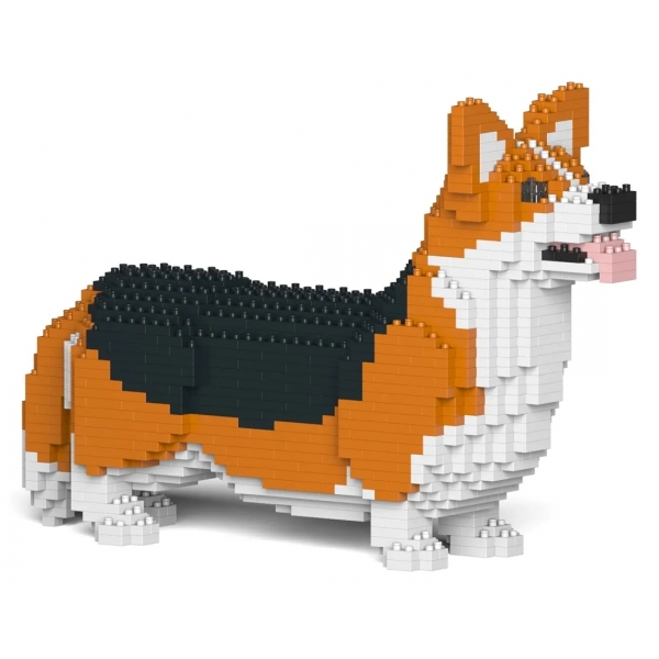 Jekca - Welsh Corgi 02-M02 - Big - Lego - Sculpture - Construction - 4D - Brick Animals - Toys
