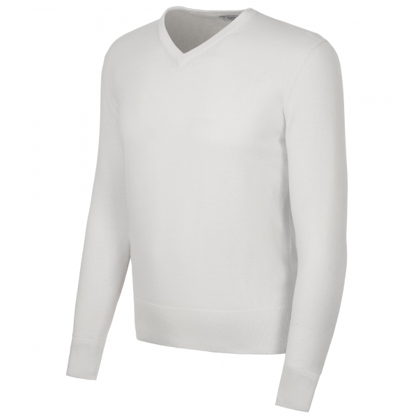 Avvenice - Athus - Man Loro Piana Cashmere V-Neck Sweater - White - Knitwear - Luxury Exclusive Collection