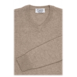 Avvenice - Athus - Maglione con Scollo a V Uomo in Cashmere Loro Piana - Tundra - Maglieria - Luxury Exclusive Collection