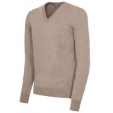 Avvenice - Athus - Man Loro Piana Cashmere V-Neck Sweater - Tundra - Knitwear - Luxury Exclusive Collection