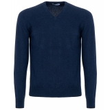 Avvenice - Athus - Man Loro Piana Cashmere V-Neck Sweater - Blue - Knitwear - Luxury Exclusive Collection