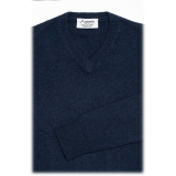 Avvenice - Athus - Man Loro Piana Cashmere V-Neck Sweater - Blue - Knitwear - Luxury Exclusive Collection