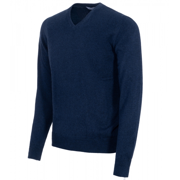 Avvenice - Athus - Maglione con Scollo a V Uomo in Cashmere Loro Piana - Blu - Maglieria - Luxury Exclusive Collection