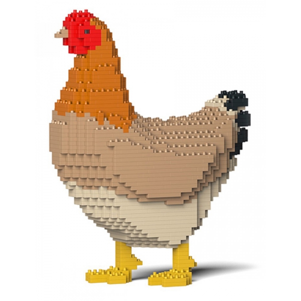 Jekca - Hen 01 - Big - Lego - Sculpture - Construction - 4D - Brick Animals - Toys