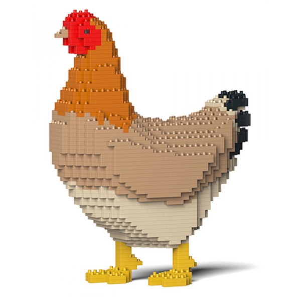 Jekca - Hen 01 - Big - Lego - Scultura - Costruzione - 4D - Animali di Mattoncini - Toys