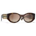 Chanel - Oval Sunglasses - Dark Tortoise Brown Polarized Gradient - Chanel Eyewear