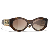 Chanel - Oval Sunglasses - Dark Tortoise Brown Polarized Gradient - Chanel Eyewear