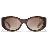 Chanel - Oval Sunglasses - Dark Tortoise Brown Polarized Gradient - Chanel Eyewear