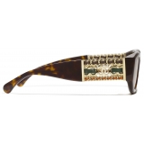 Chanel - Occhiali da Sole Ovali - Tartaruga Scuro Marrone Polarizzate Sfumato - Chanel Eyewear