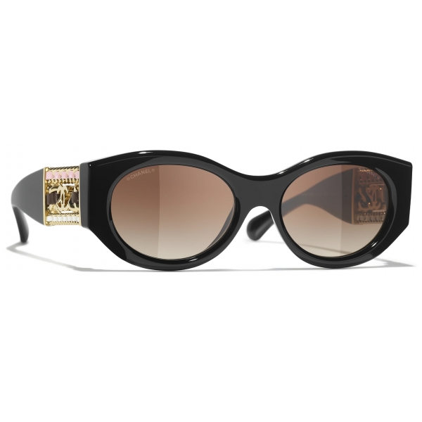 Chanel - Occhiali da Sole Ovali - Nero Sfumato - Chanel Eyewear