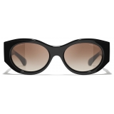 Chanel - Occhiali da Sole Ovali - Nero Sfumato - Chanel Eyewear