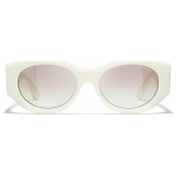 Chanel - Oval Sunglasses - Ivory Light Brown Gradient - Chanel Eyewear