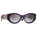 Chanel - Oval Sunglasses - Purple Gray Gradient - Chanel Eyewear