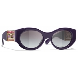 Chanel - Oval Sunglasses - Purple Gray Gradient - Chanel Eyewear