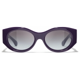 Chanel - Oval Sunglasses - Purple Gray Gradient - Chanel Eyewear