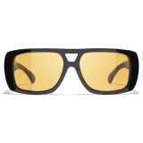 Chanel - Occhiali da Sole Pilota - Nero Giallo - Chanel Eyewear