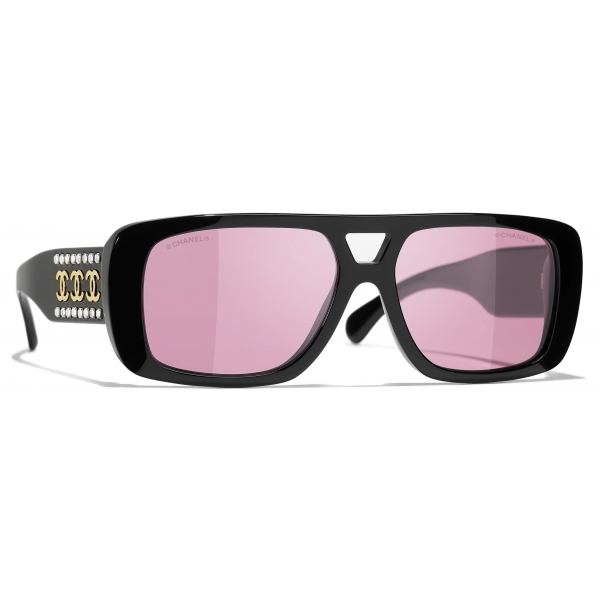 Chanel - Occhiali da Sole Pilota - Nero Rosa - Chanel Eyewear