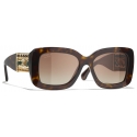 Chanel - Rectangular Sunglasses - Dark Tortoise Brown Polarized Gradient - Chanel Eyewear