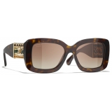 Chanel - Rectangular Sunglasses - Dark Tortoise Brown Polarized Gradient - Chanel Eyewear