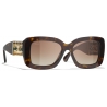 Chanel - Rectangular Sunglasses - Dark Tortoise Brown Polarized Gradient - Chanel Eyewear