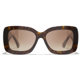 Chanel - Rectangular Sunglasses - Dark Tortoise Brown Polarized Gradient - Chanel Eyewear