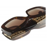 Chanel - Occhiali da Sole Rettangolare - Tartaruga Scuro Marrone Polarizzare Sfumate - Chanel Eyewear